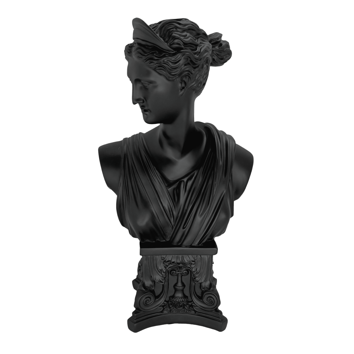 Greek Goddess Bust Statue – Matte Black Classical Roman Venus Sculpture