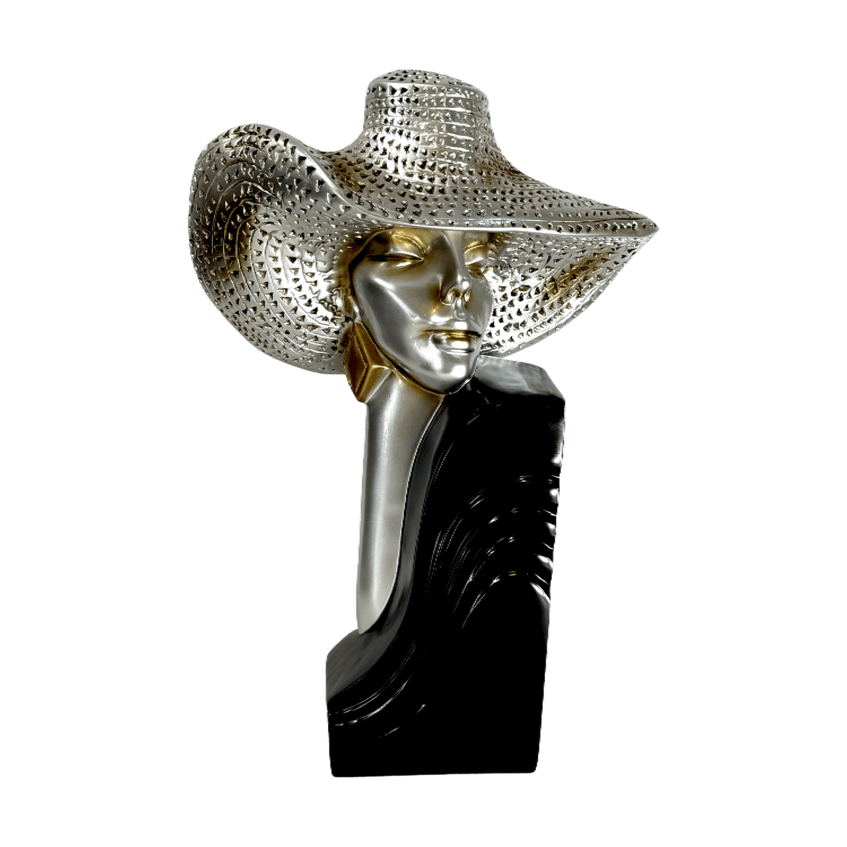Luxury Hat Lady Sculpture – Elegant Home Decor Accent