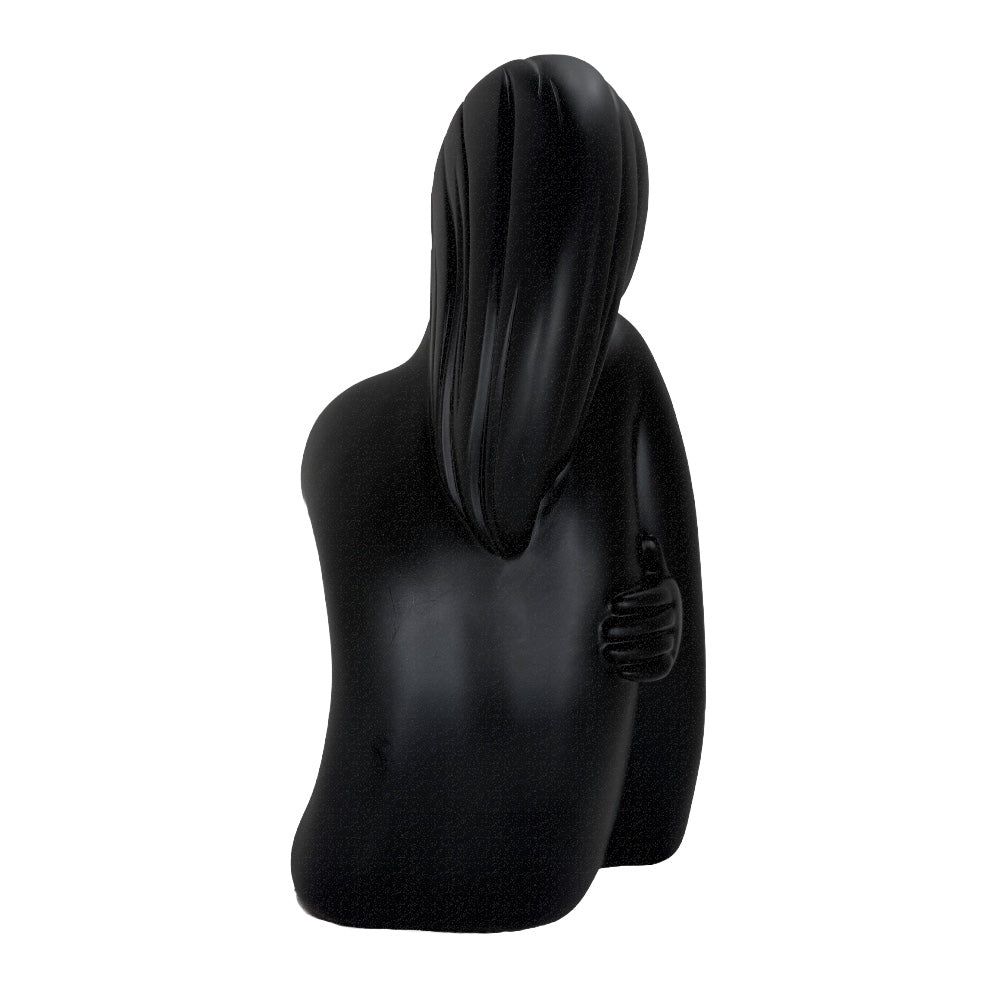 Modern Matte Black Abstract Reclining Figure Tabletop Wine Bottle Holder β Contemporary Resin Statue and Decorative Single Bottle Stand for Kitchen, Bar, and Dining Room DΓ©cor