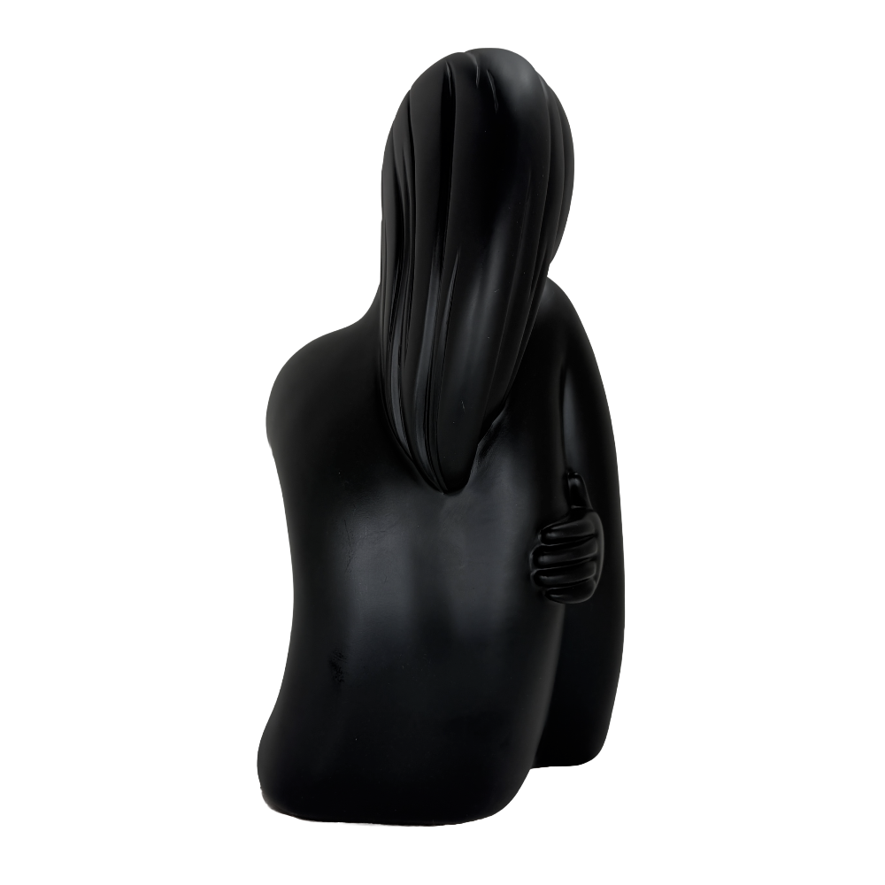 Modern Matte Black Abstract Reclining Figure Tabletop Wine Bottle Holder – Contemporary Resin Statue and Decorative Single Bottle Stand for Kitchen, Bar, and Dining Room Décor