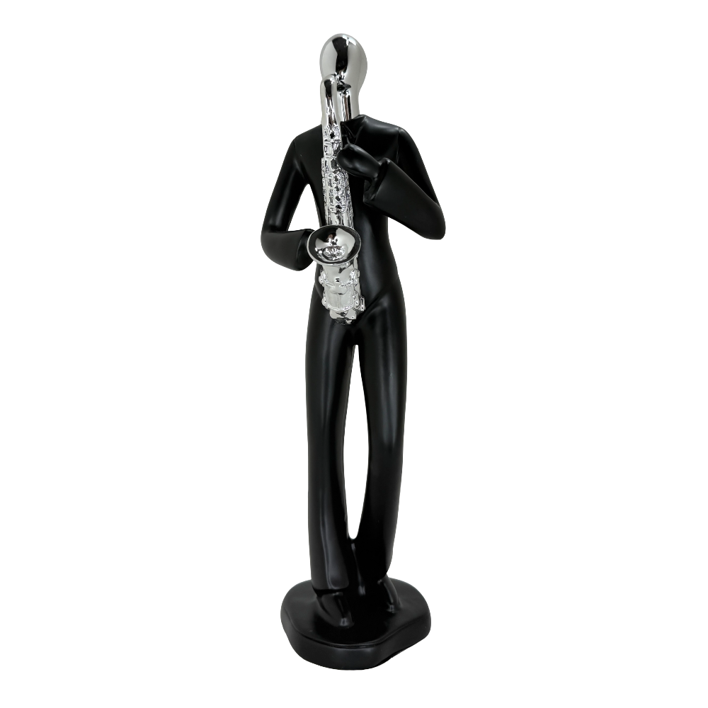 Modern Abstract Fragmented Musician 11-Inch Tabletop Figurine – Contemporary Resin Saxophone Player Statue for Home and Office Décor