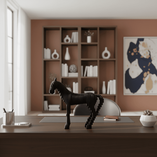 The Abstract Stallion Horse Wall Art – Strength Sculpted in Motion | Modern Abstract Animal Art Print for Living Room, Office & Gallery Decor