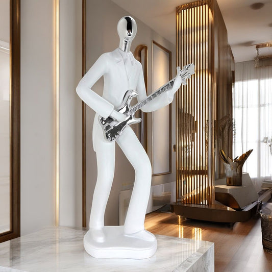 Modern Abstract Fragmented Guitar Player 11-Inch Tabletop Figurine – Contemporary Resin Musician Statue for Creative Home, Studio, and Office Décor