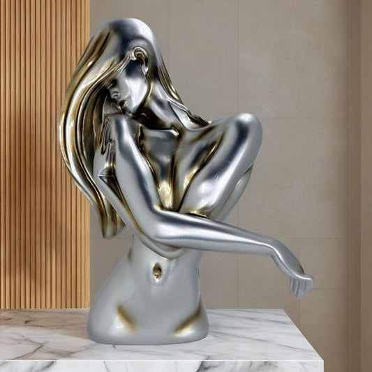 Elegant Abstract Female Bust Metallic Statue