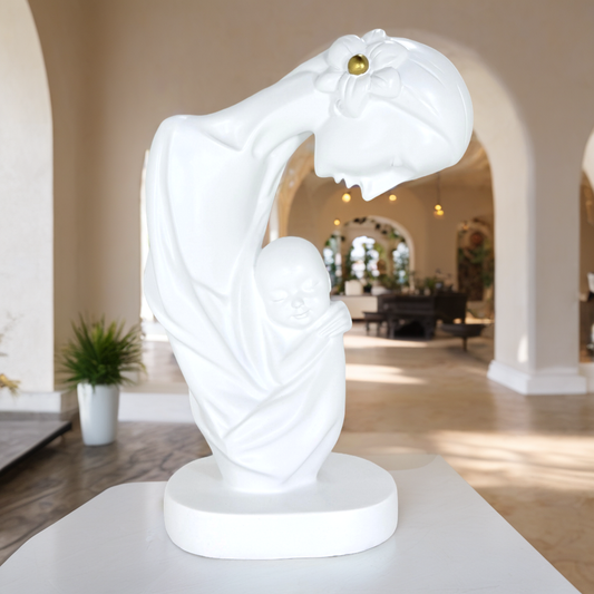 Modern Abstract Mother and Child Tabletop Sculpture – Contemporary Minimalist Parent-Child Statue for Family Home, Living Room, and Bedroom Decor
