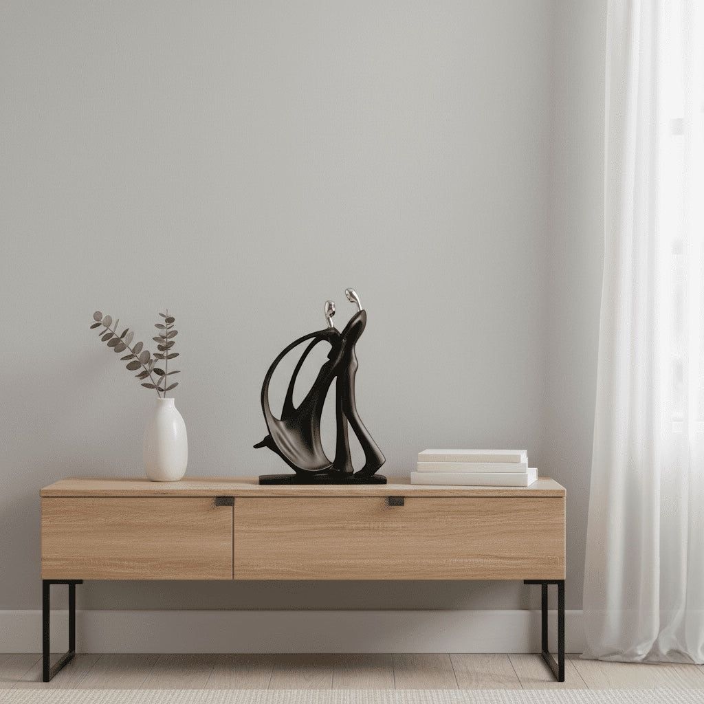 Modern Black Abstract Sculpture – Luxury Table Decor Accent