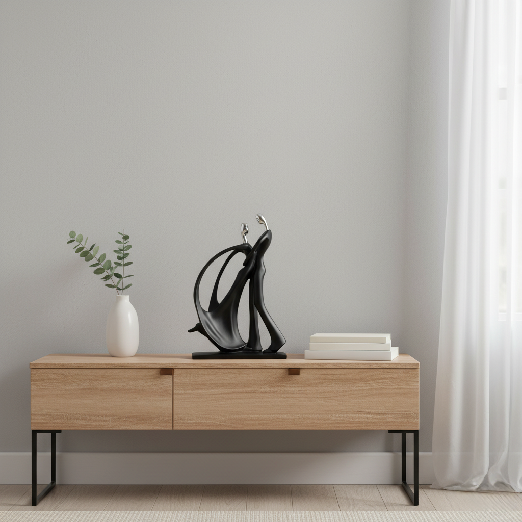 Dance Figurines Couple Sculpture Couple Dancing Abstract Statue w/Smooth Finish & Rectangular Base for Desktop Bedroom Ballroom Dancers Ballet Lovers Resin Ornament