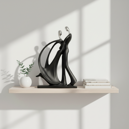 Dance Figurines Couple Sculpture Couple Dancing Abstract Statue w/Smooth Finish & Rectangular Base for Desktop Bedroom Ballroom Dancers Ballet Lovers Resin Ornament