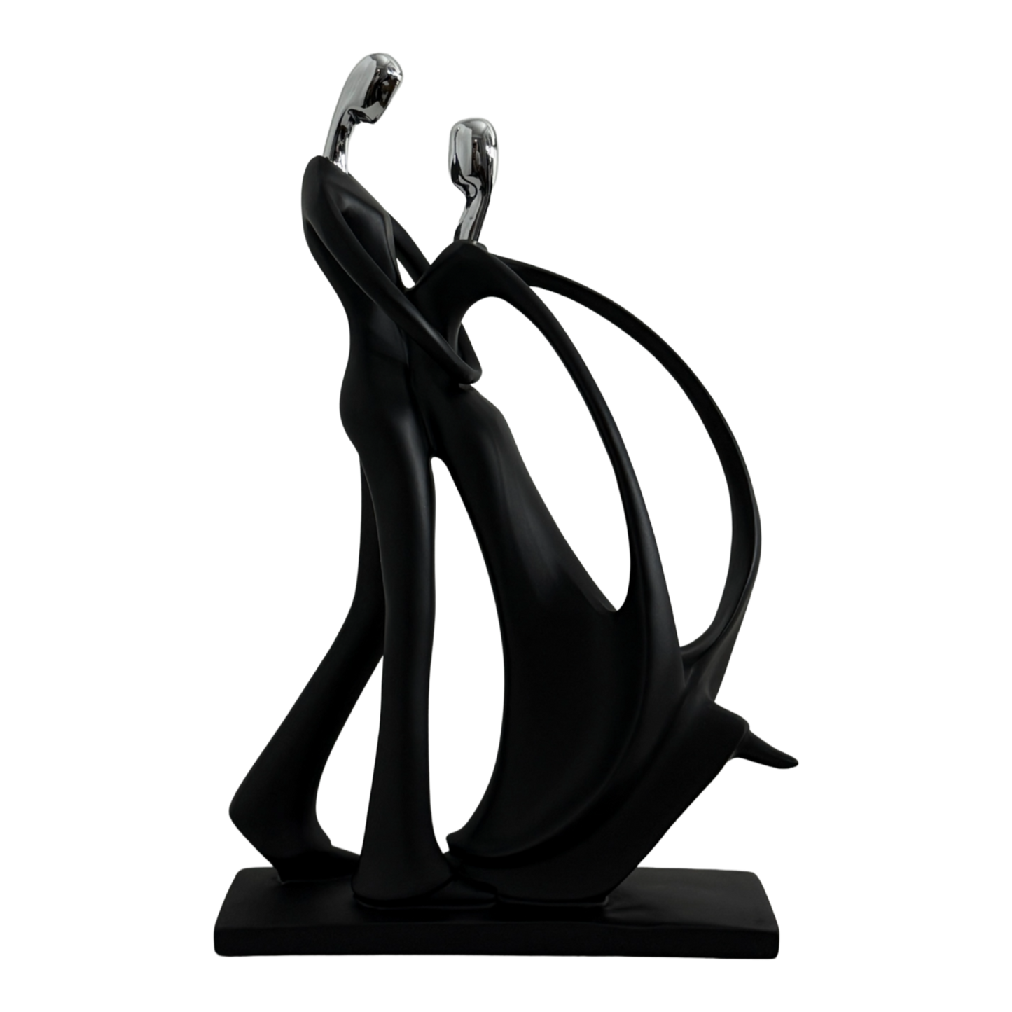 Dance Figurines Couple Sculpture Couple Dancing Abstract Statue w/Smooth Finish & Rectangular Base for Desktop Bedroom Ballroom Dancers Ballet Lovers Resin Ornament