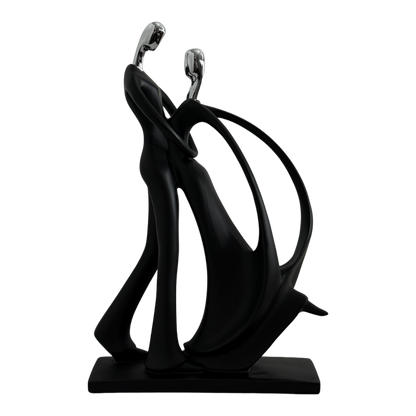 Dance Figurines Couple Sculpture Couple Dancing Abstract Statue w/Smooth Finish & Rectangular Base for Desktop Bedroom Ballroom Dancers Ballet Lovers Resin Ornament