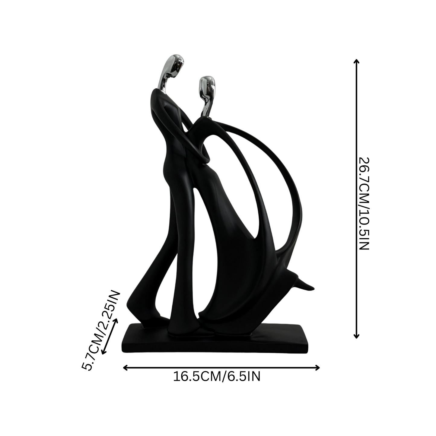 Dance Figurines Couple Sculpture Couple Dancing Abstract Statue w/Smooth Finish & Rectangular Base for Desktop Bedroom Ballroom Dancers Ballet Lovers Resin Ornament