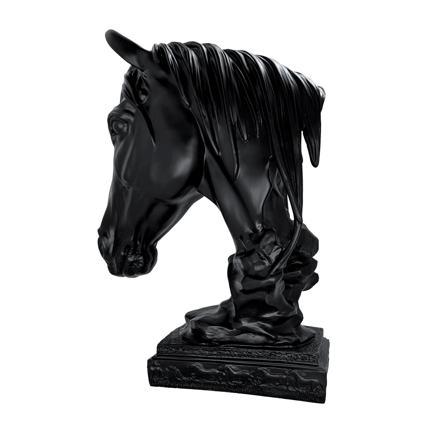Matte Black Horse Bust Statue – Modern Equestrian Tabletop Decor