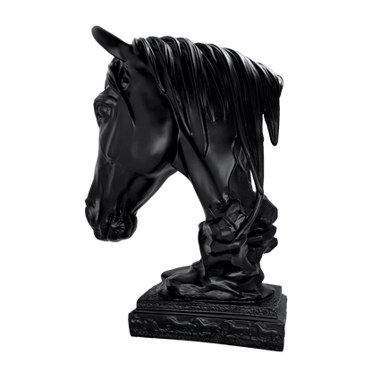 Matte Black Horse Bust Statue – Modern Equestrian Tabletop Decor