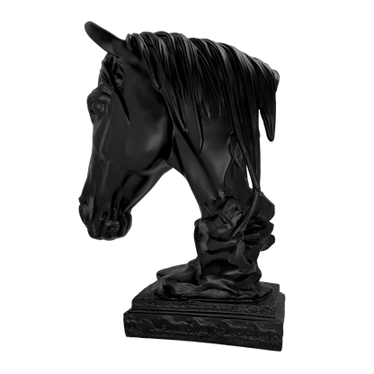 Matte Black Horse Bust Statue – Modern Equestrian Tabletop Decor