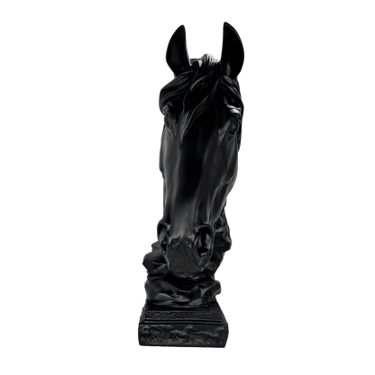 Matte Black Horse Bust Statue – Modern Equestrian Tabletop Decor