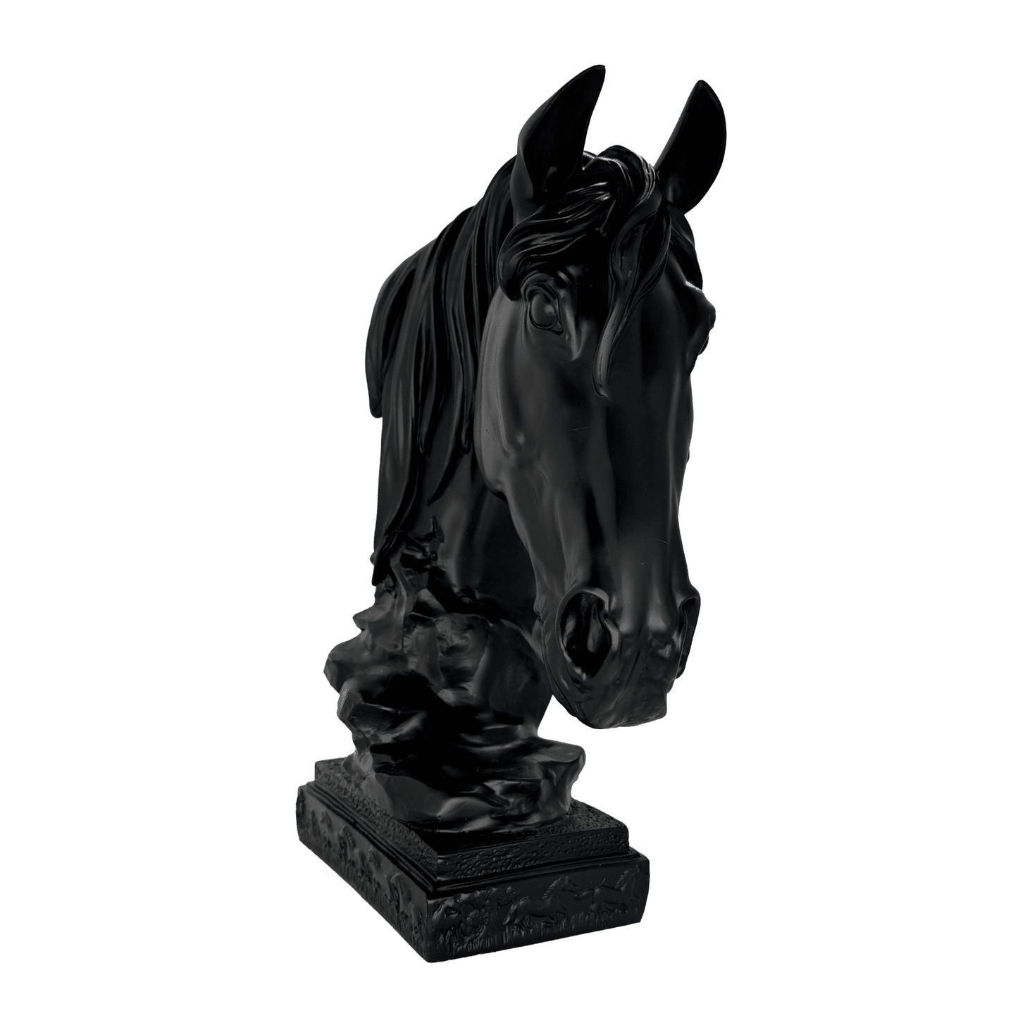 Matte Black Horse Bust Statue – Modern Equestrian Tabletop Decor