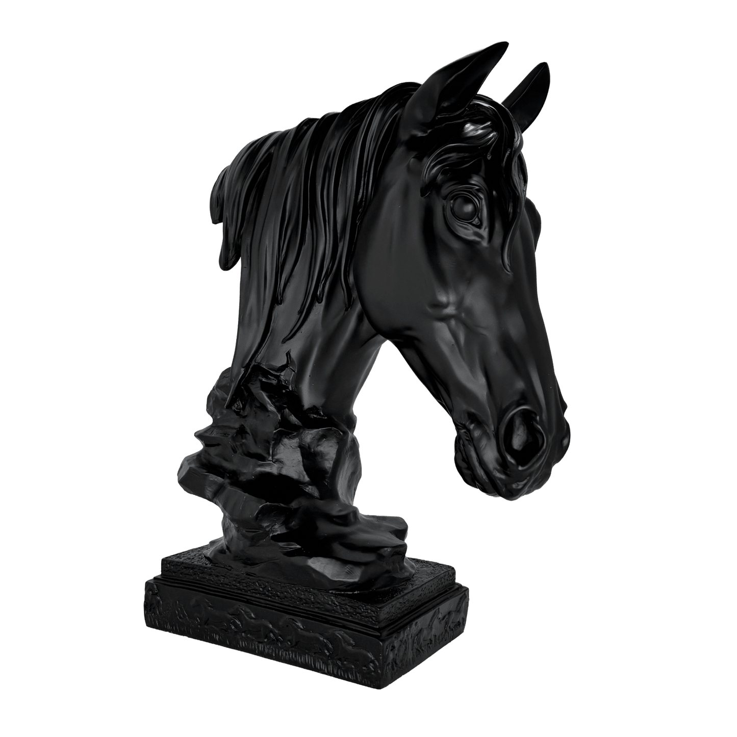 Matte Black Horse Bust Statue – Modern Equestrian Tabletop Decor