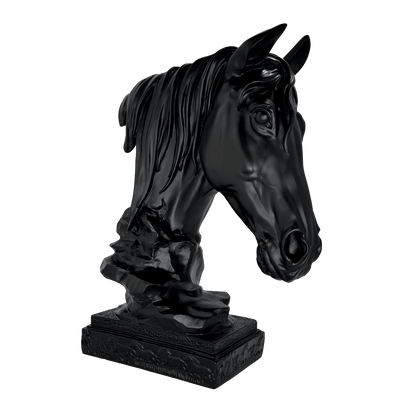 Matte Black Horse Bust Statue – Modern Equestrian Tabletop Decor