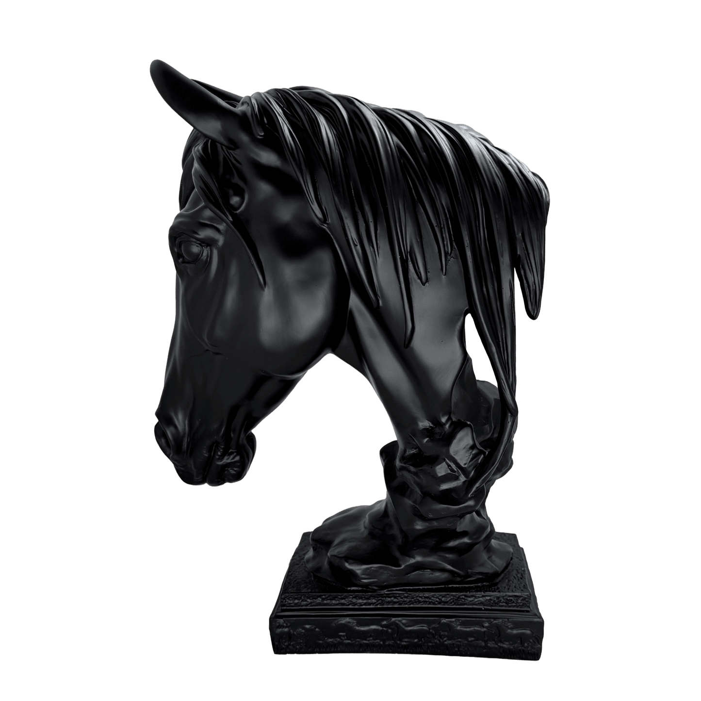 Matte Black Horse Bust Statue – Modern Equestrian Tabletop Decor