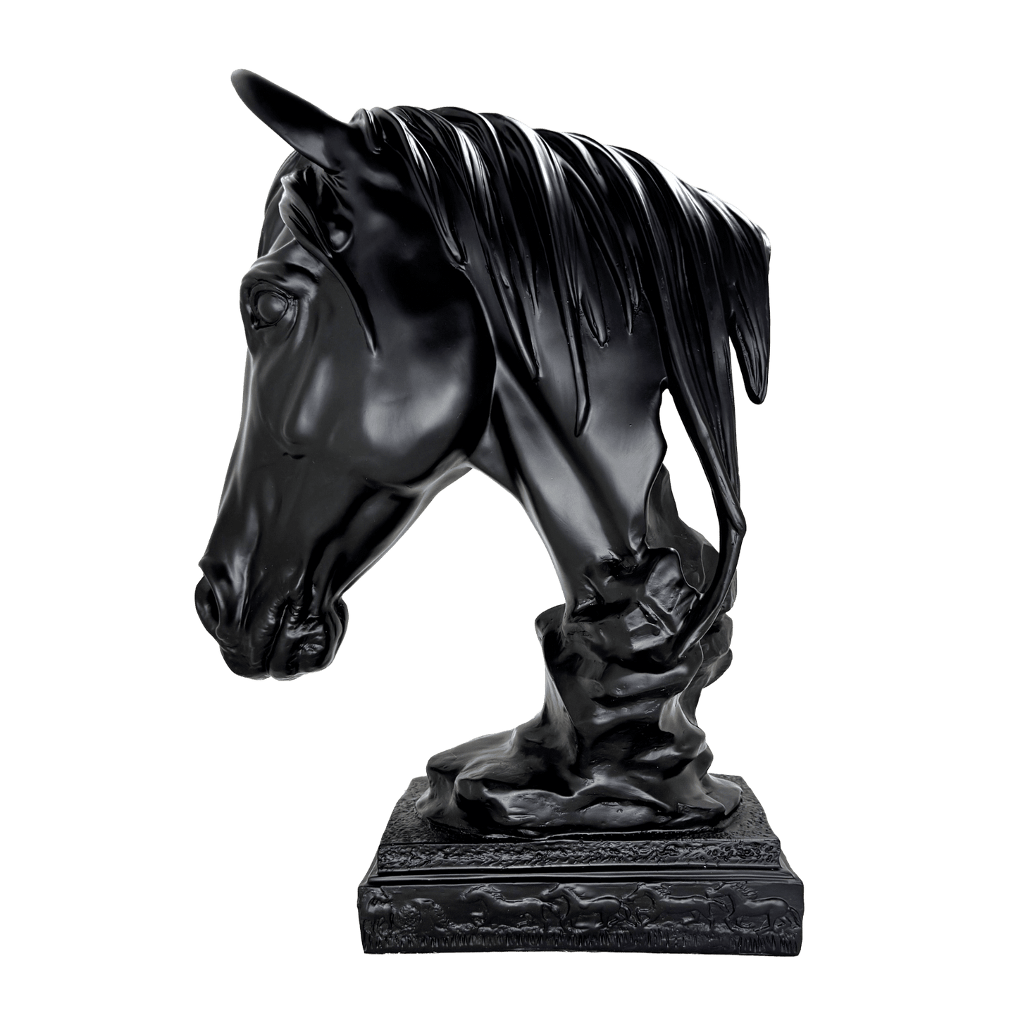 Matte Black Horse Bust Statue – Modern Equestrian Tabletop Decor