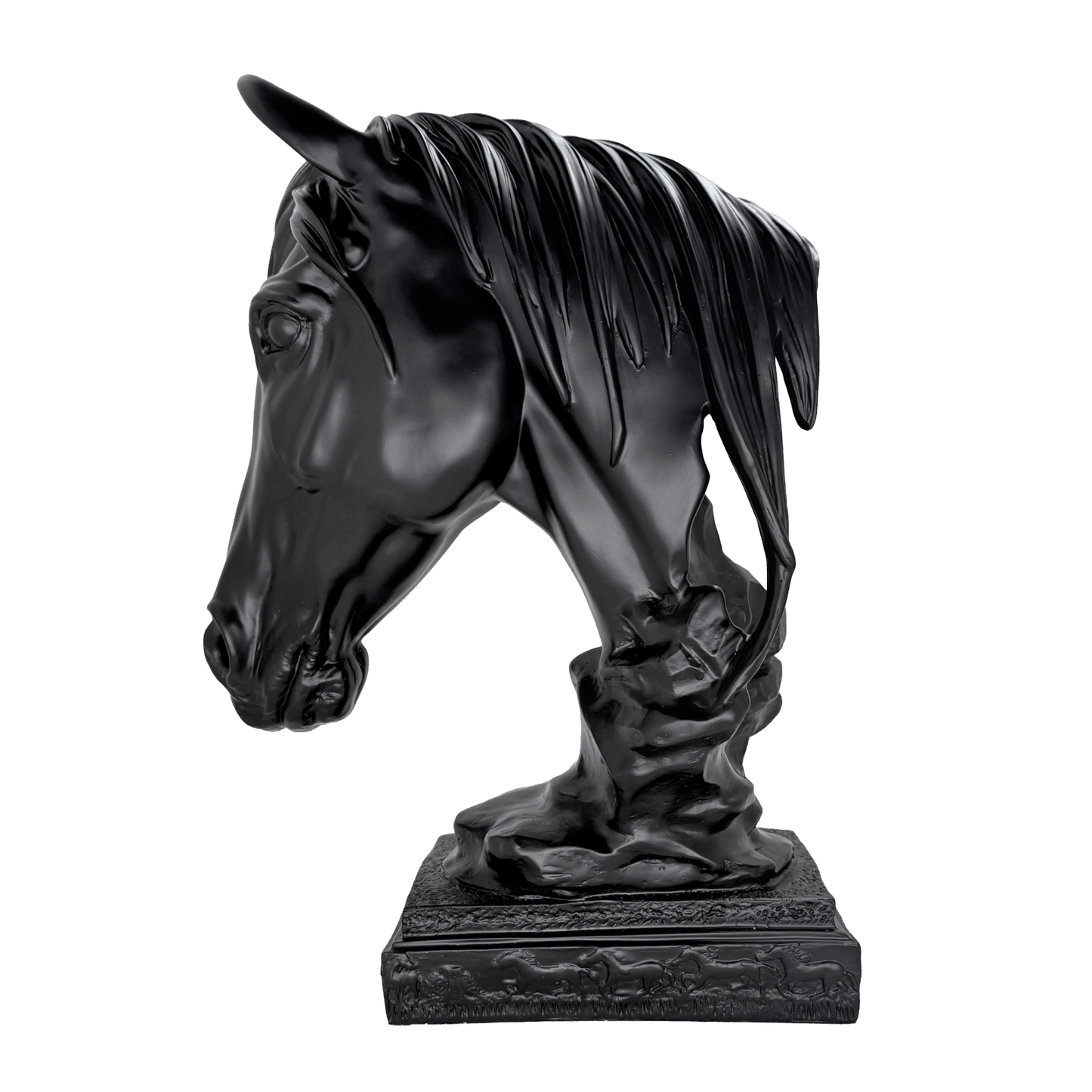 Matte Black Horse Bust Statue – Modern Equestrian Tabletop Decor