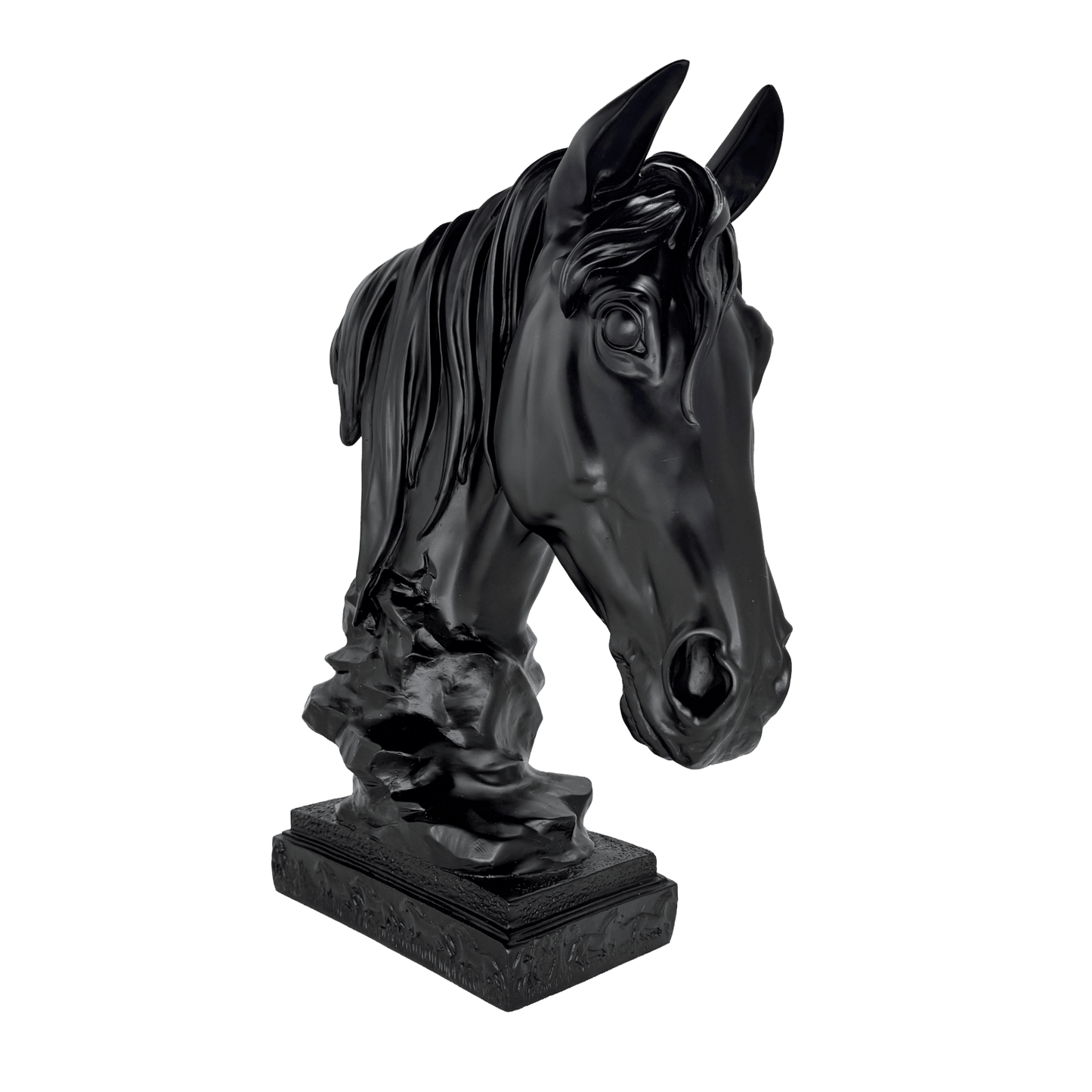 Matte Black Horse Bust Statue – Modern Equestrian Tabletop Decor