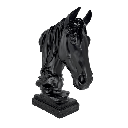 Matte Black Horse Bust Statue – Modern Equestrian Tabletop Decor