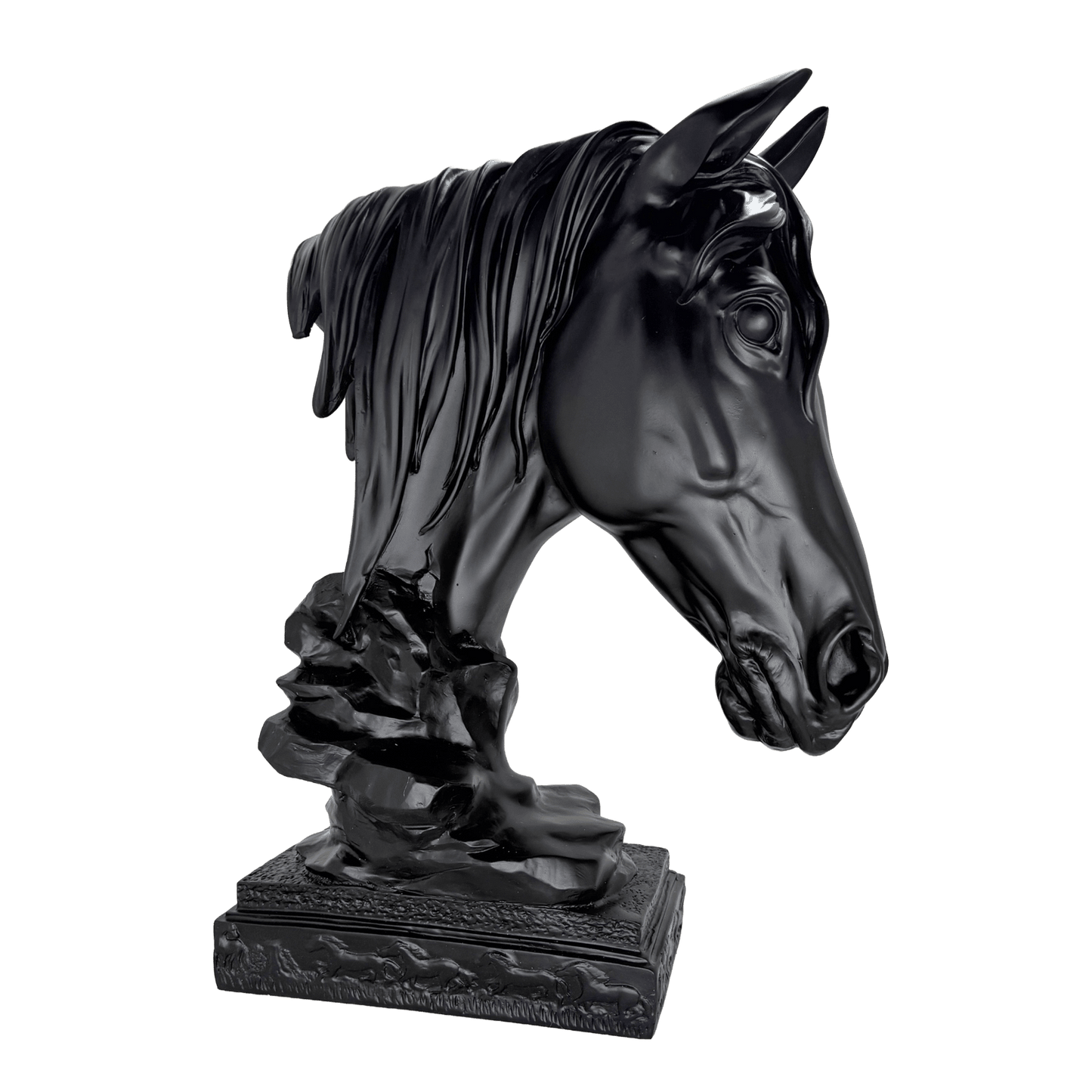 Matte Black Horse Bust Statue – Modern Equestrian Tabletop Decor