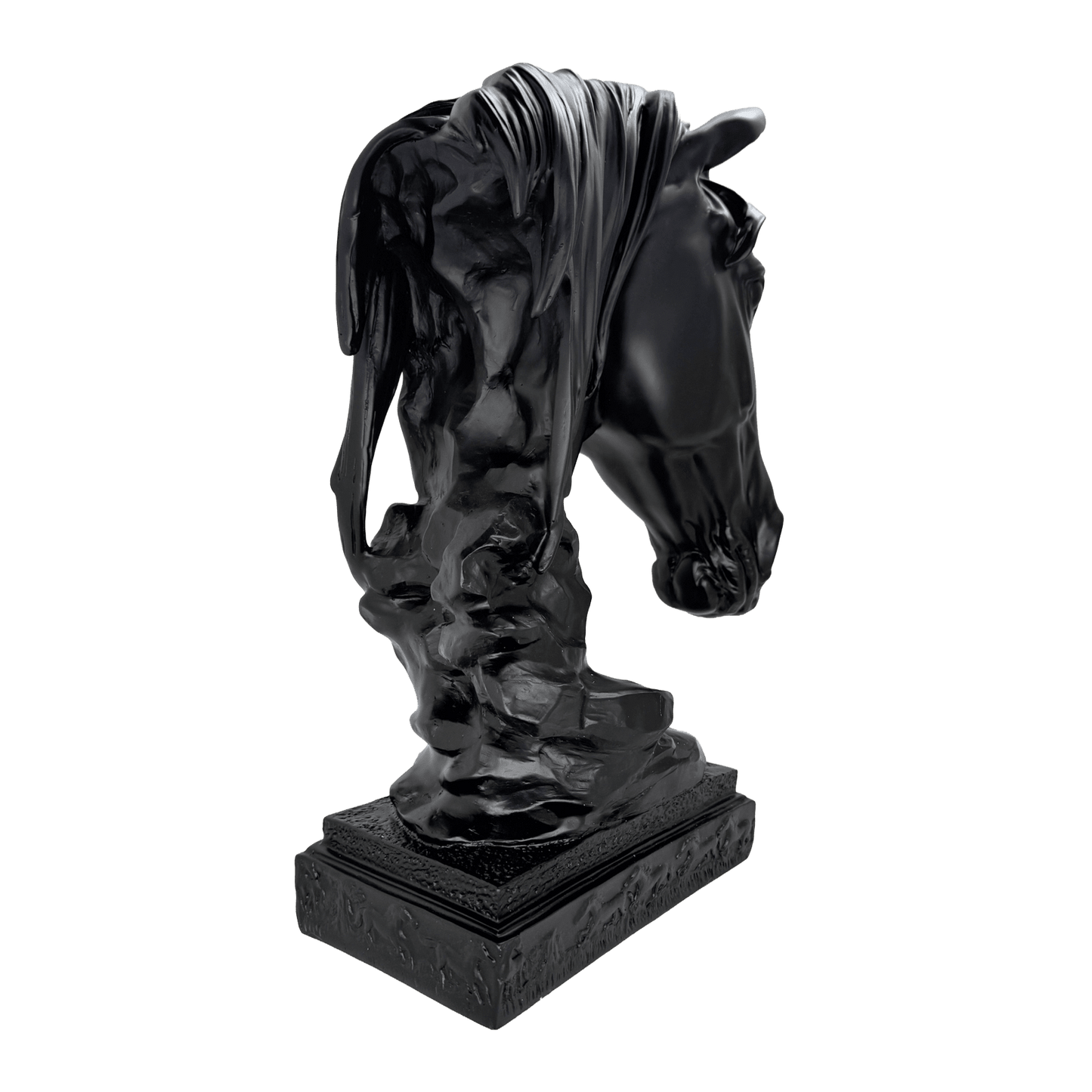 Matte Black Horse Bust Statue – Modern Equestrian Tabletop Decor