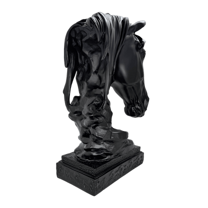 Matte Black Horse Bust Statue – Modern Equestrian Tabletop Decor