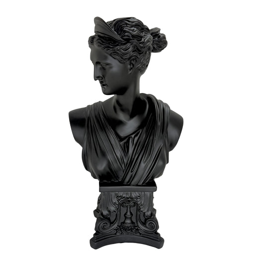 Greek Goddess Bust Statue – Matte Black Classical Roman Venus Sculpture