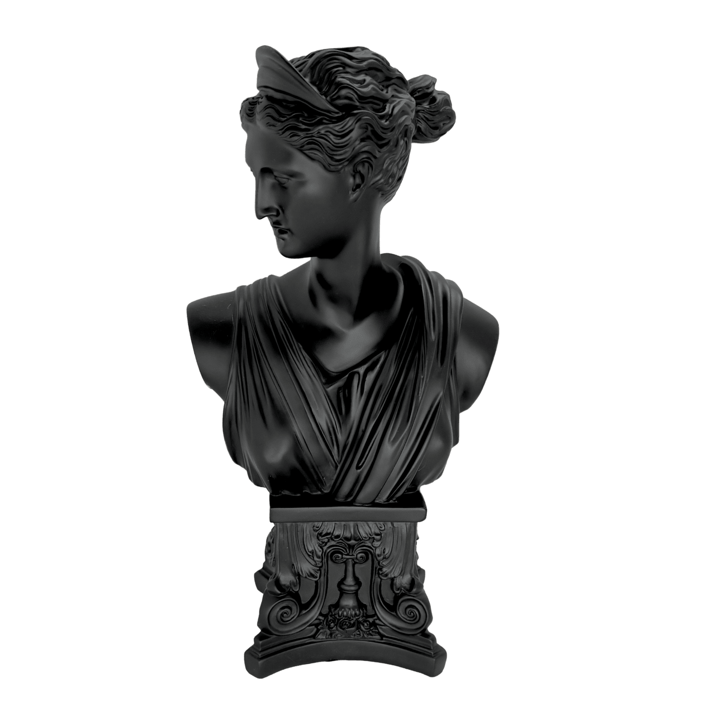 Greek Goddess Bust Statue – Matte Black Classical Roman Venus Sculpture