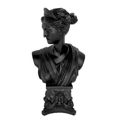 Greek Goddess Bust Statue – Matte Black Classical Roman Venus Sculpture