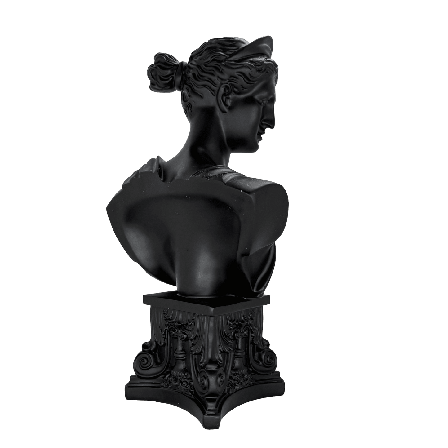Greek Goddess Bust Statue – Matte Black Classical Roman Venus Sculpture