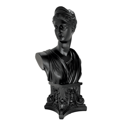 Greek Goddess Bust Statue – Matte Black Classical Roman Venus Sculpture