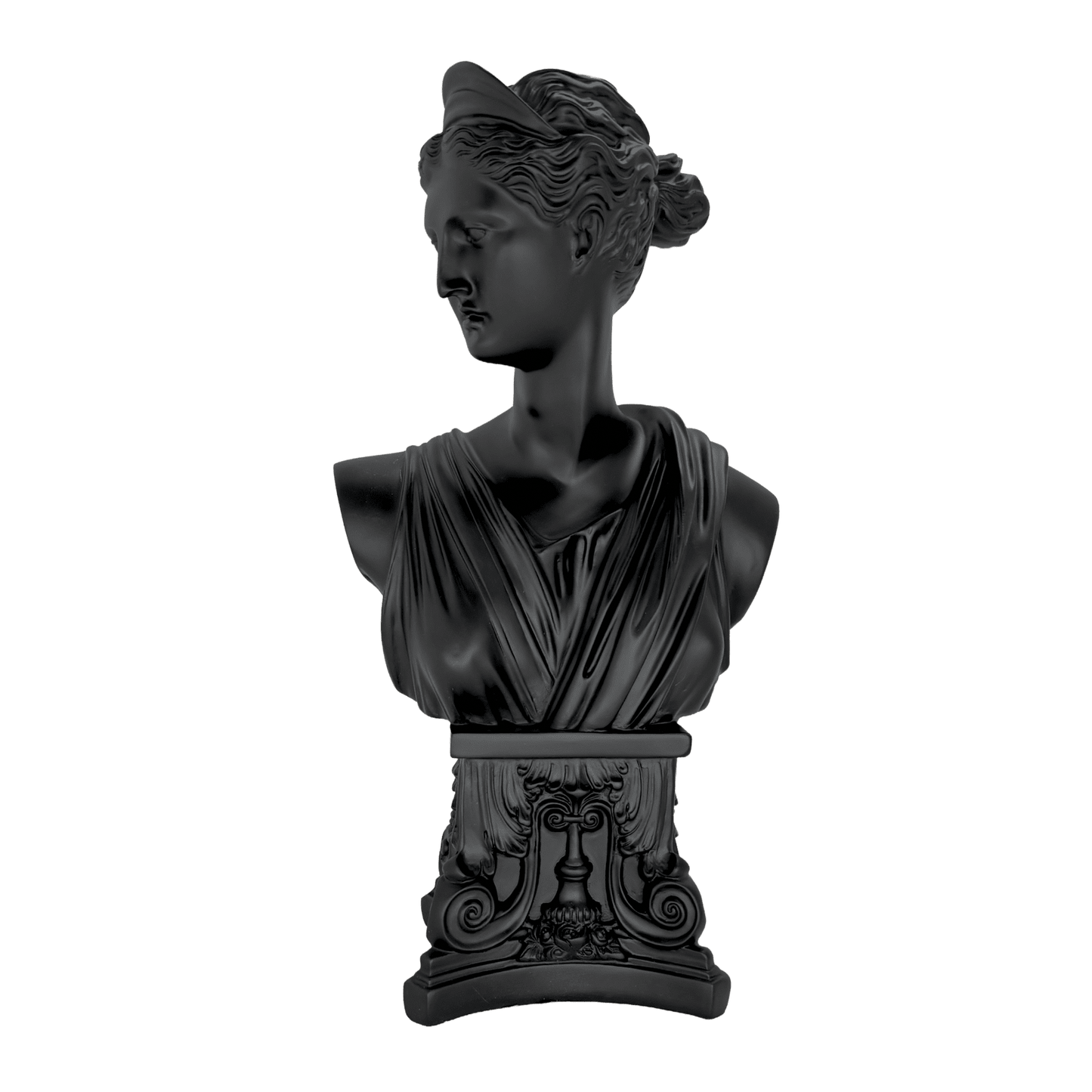 Greek Goddess Bust Statue – Matte Black Classical Roman Venus Sculpture