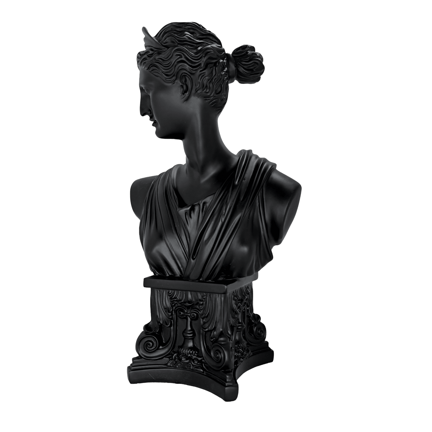Greek Goddess Bust Statue – Matte Black Classical Roman Venus Sculpture