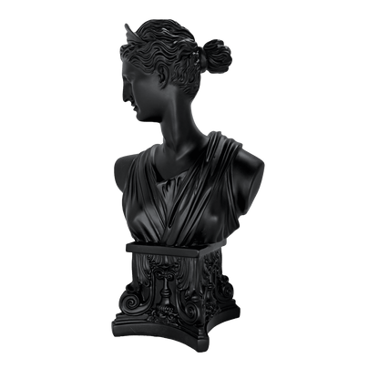 Greek Goddess Bust Statue – Matte Black Classical Roman Venus Sculpture
