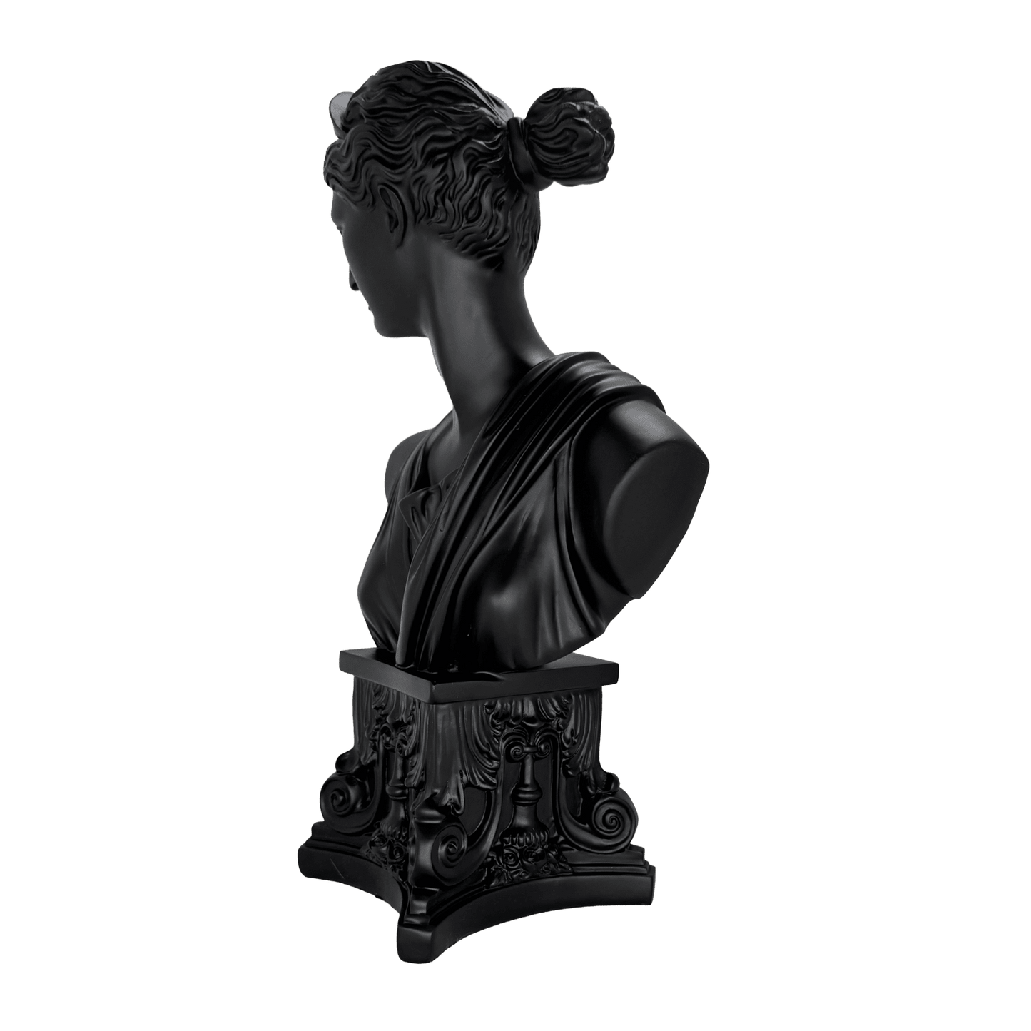 Greek Goddess Bust Statue – Matte Black Classical Roman Venus Sculpture