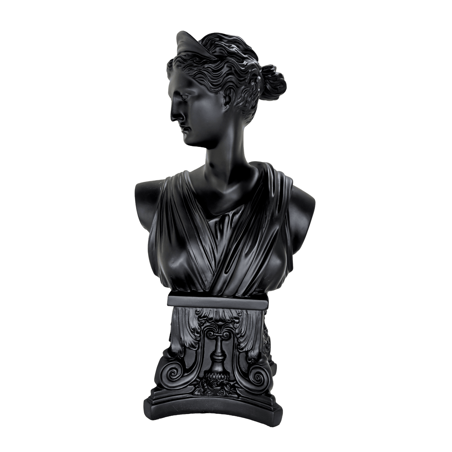 Greek Goddess Bust Statue – Matte Black Classical Roman Venus Sculpture