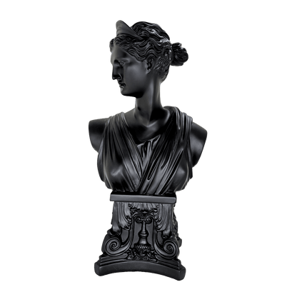 Greek Goddess Bust Statue – Matte Black Classical Roman Venus Sculpture