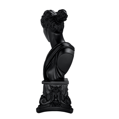 Greek Goddess Bust Statue – Matte Black Classical Roman Venus Sculpture