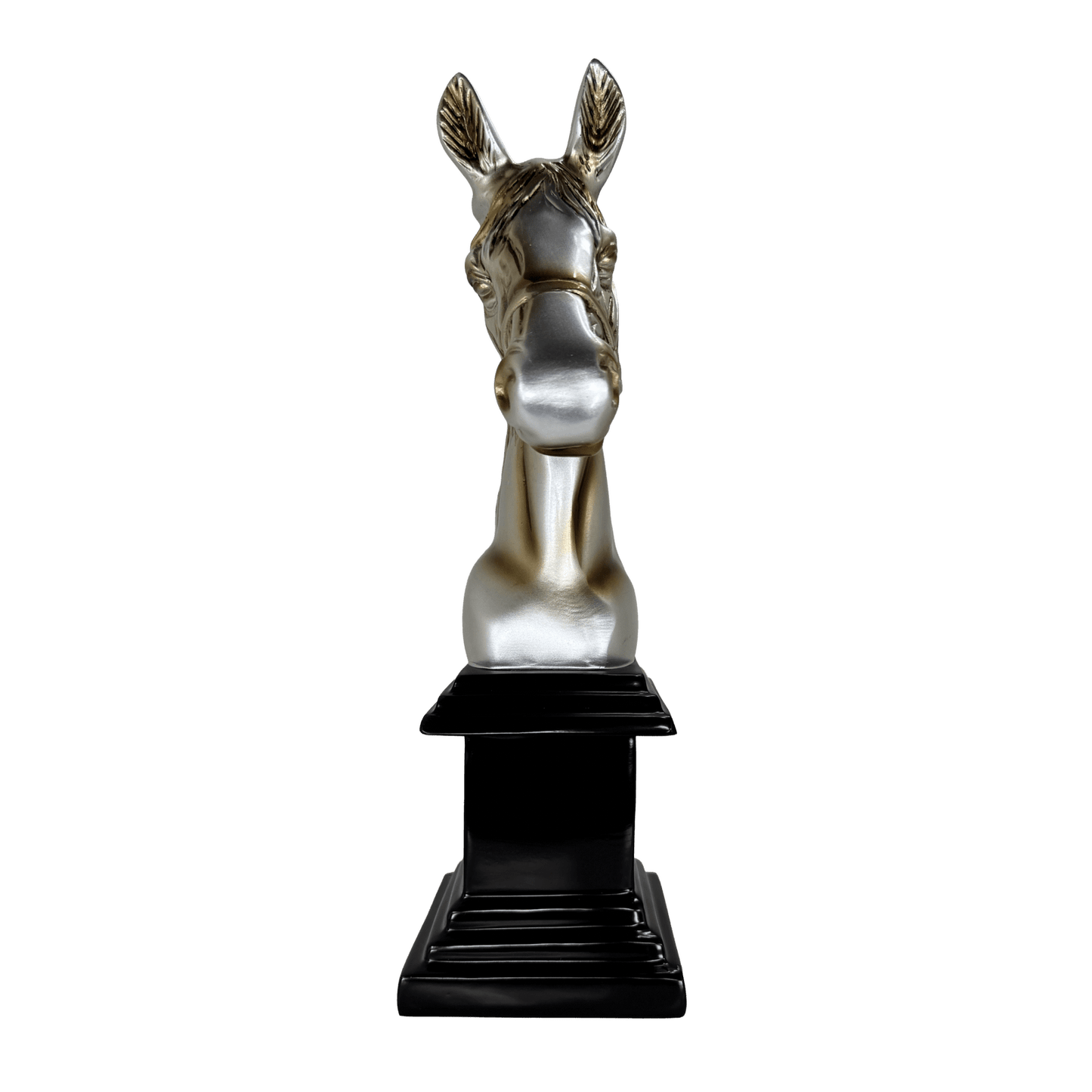 Silver and Gold Horse Bust Statue – Luxury Equestrian Tabletop Décor