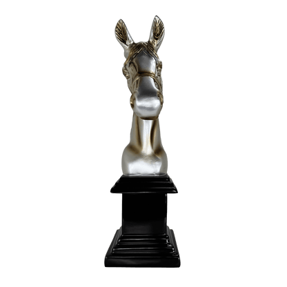 Silver and Gold Horse Bust Statue – Luxury Equestrian Tabletop Décor
