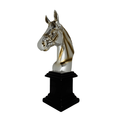 Silver and Gold Horse Bust Statue – Luxury Equestrian Tabletop Décor