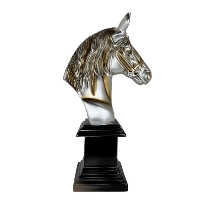 Silver and Gold Horse Bust Statue – Luxury Equestrian Tabletop Décor