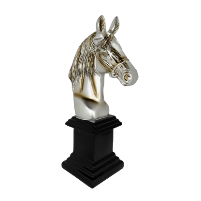 Silver and Gold Horse Bust Statue – Luxury Equestrian Tabletop Décor