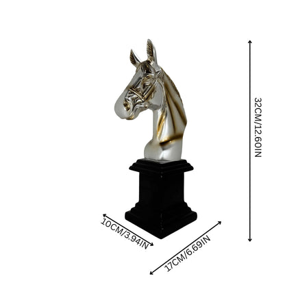 Silver and Gold Horse Bust Statue – Luxury Equestrian Tabletop Décor