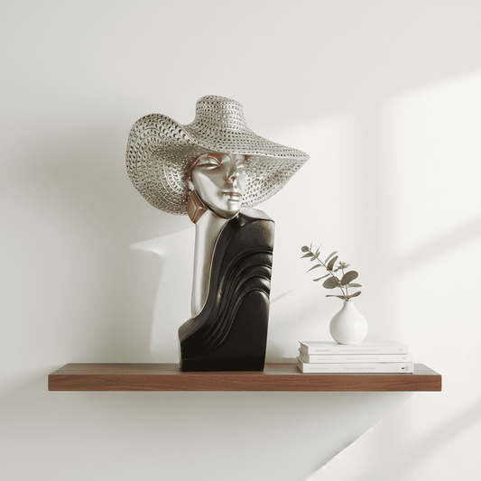 Luxury Hat Lady Sculpture – Elegant Home Decor Accent