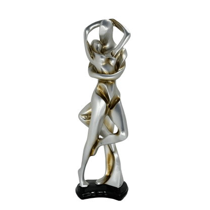 Abstract Embracing Couple Metallic Statue